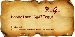Manheimer Györgyi névjegykártya